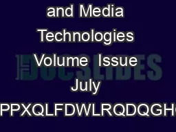 Online Journal of Communication and Media Technologies Volume  Issue  July  QOLQHRXUQDORIRPPXQLFDWLRQDQGHGLDHFKQRORJLHV
