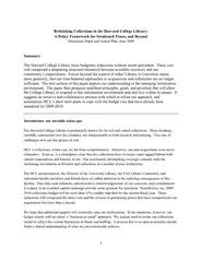 Rethinking Collections in the Harvard College Library: A Policy Framew