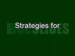 Strategies for