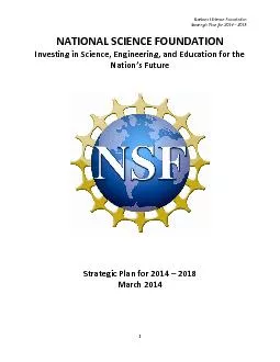 National Science FoundationStrategicPlan for 2014 2018��1  &#x/MCI;&#x