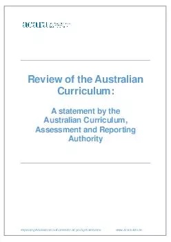 Revi ew of the Australian Curriculum A statement by the Australian Curriculum Assessment