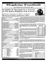 2005 Johns Hopkins Football Notes