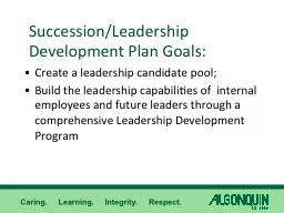 Succession/Leadership Development Plan Goals: