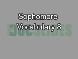 Sophomore Vocabulary 8
