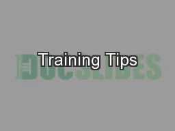 Training Tips