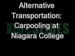 Alternative Transportation: Carpooling at Niagara College