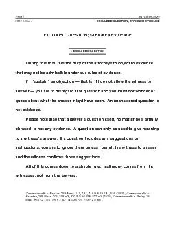 Instruction 3.620Page 2EXCLUDED QUESTION; STRICKEN EVIDENCE2009 Editio