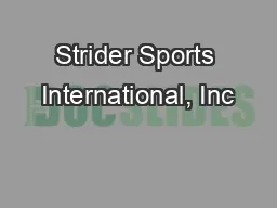 Strider Sports International, Inc
