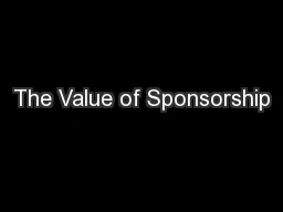 The Value of Sponsorship