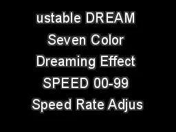 ustable DREAM Seven Color Dreaming Effect SPEED 00-99 Speed Rate Adjus
