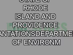 STATE OF RHODE ISLAND AND PROVIDENCE PLANTATIONSDEPARTMENT OF ENVIRONM
