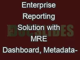 Enterprise Reporting Solution with MRE Dashboard, Metadata-