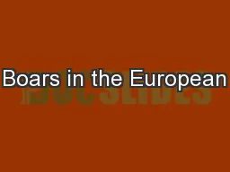 Boars in the European