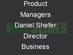 Page  Pricing for Software Product Managers Daniel Shefer Director Business Development