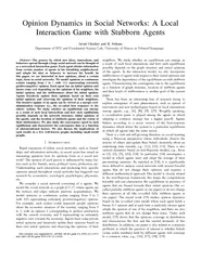 OpinionDynamicsinSocialNetworks:ALocalInteractionGamewithStubbornAgent