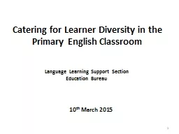 Catering for Learner Diversity in the Primary English Class