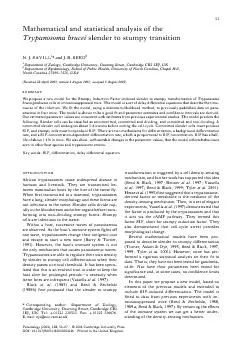 MathematicalandstatisticalanalysisoftheTrypanosomabruceislendertostump