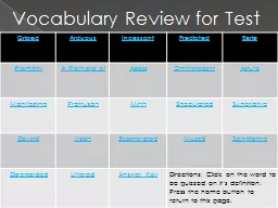Vocabulary Review for Test