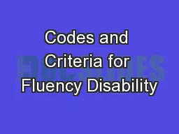 Codes and Criteria for Fluency Disability