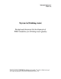 WHO/SDE/WSH/03.04/27English onlyStyrene in Drinking-waterBackground do