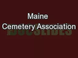 Maine Cemetery Association