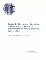 Tips for DoD Contractors Submitting Subcontracting Reports in the Elec