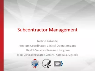 Subcontractor ManagementNelson KakandeProgram Coordinator, Clinical Op