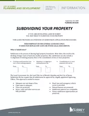 September 29, 2009PLANNING DIVISIONSUBDIVIDING YOUR PROPERTYIF YOU ARE