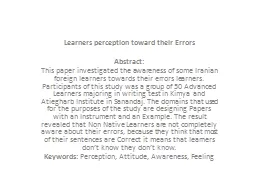 Learners perception toward their Errors