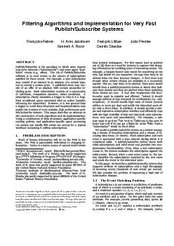 FilteringAlgorithmsandImplementationforVeryFastPublish/SubscribeSystem