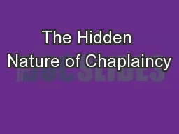 The Hidden Nature of Chaplaincy