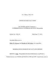 T.C. Memo. 2012-178UNITED STATES TAX COURTJACYNTHIA QUINN, Petitioner