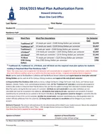 For Bison One Card O ffice Use Only Processed By  Date     Meal Plan Authorization Form