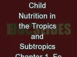 Mother and Child Nutrition in the Tropics and Subtropics Chapter 1  Fo