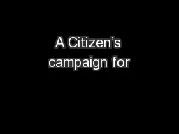 A Citizen’s campaign for