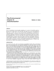 The Environmental Impact of Suburbanization / 569