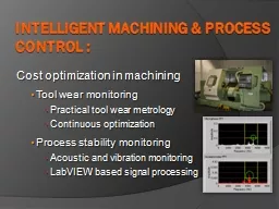 Intelligent Machining & Process Control :