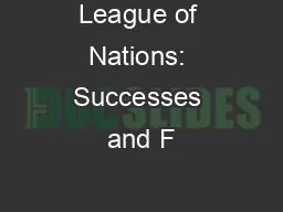 League of Nations: Successes and F