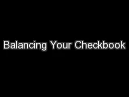 Balancing Your Checkbook