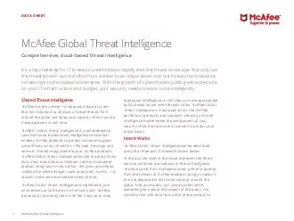Data Sheet McAfee Global Threat Intelligence Comprehensive cloudbased threat intelligence