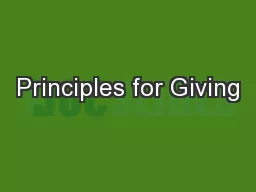 Principles for Giving