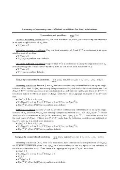 Summaryofnecessaryandsucientconditionsforlocalminimizers