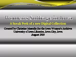 Women’s Suffrage in Iowa