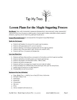Maple Sugaring Lesson Plan