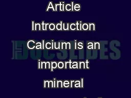 Indian J Med Res  March  pp  Review Article Introduction Calcium is an important mineral