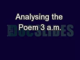 Analysing the Poem 3 a.m.