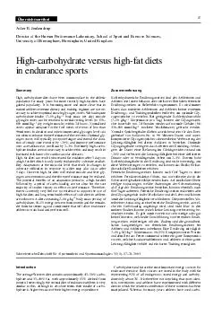 Highcarbohydrate versus highfat diets in endurance sports bersichtsartikel Asker E