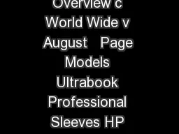 QuickSpecs HP Carrying Cases Overview c World Wide v August   Page Models Ultrabook Professional