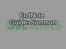 EndNote Guide: Summon