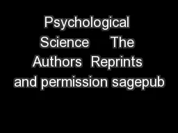 Psychological Science     The Authors  Reprints and permission sagepub
